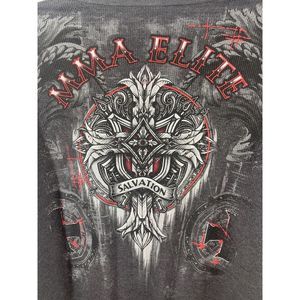 MMA Elite Shirt Mens XXL Charcoal Long Sleeve Thermal Gothcore Grunge Salvation‎